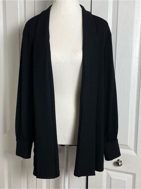 Investments Open Front Cardigan Women’s L Petite Slinky Liquid Knit Career Chic